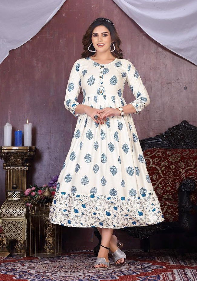 White Moon Designer Rayon Wholesale Anaraklai Kurti Collection 